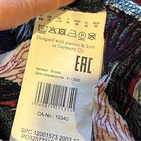 💜 OLSEN Printed Blouse with Crane Pattern – NWT – Size US 14 - Picture 2 of 8